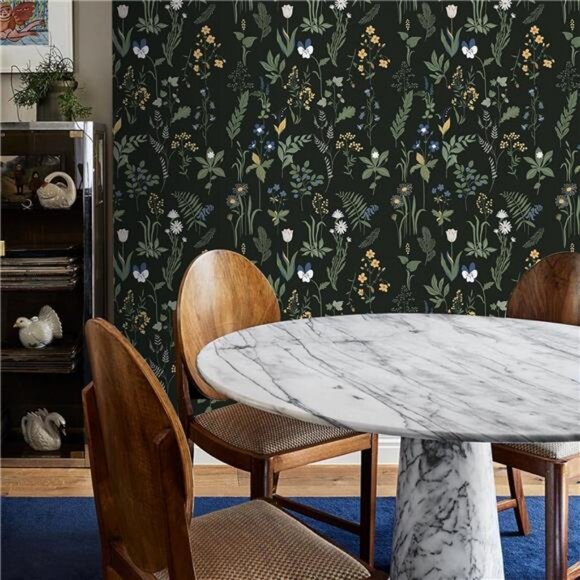 17.5 x 118" Removable Peel and Stick Wallpaper Boho Floral Wallpaper,‎ Easy Peel - Picture 2 of 6